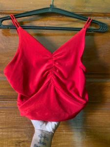 Chic Ruched Red Cami Top