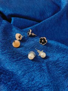 Set of 3 Pairs Minimalistic Chic Stud Earrings