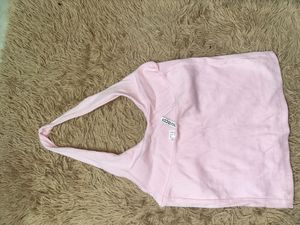H&amp;M Ribbed Pink Halter Neck Crop Top