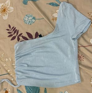 blue shimmer party top, size M