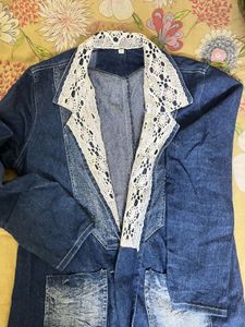 Denim Jacket with Lace Detail