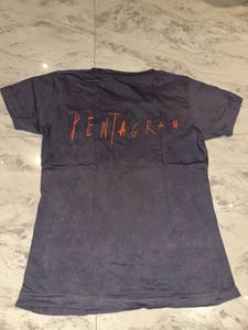 Grey T-Shirt with Orange Star Print