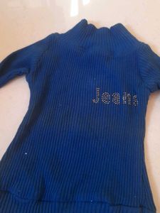 Blue Ribbed Knit Top