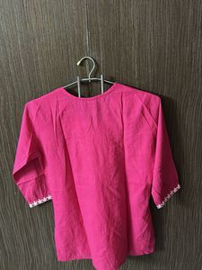 Pink Embroidered Kurti Top