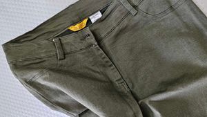 Olive Green Slim Fit Pants mid waist