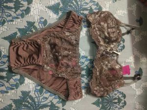 Teal Lace Trimmed Bra and Panty Set
