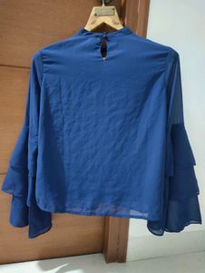 Blue Ruffle Sleeve Blouse 💙