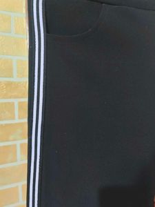 Black Track Pants with White Stripes