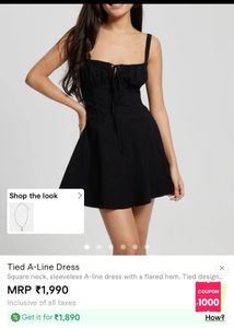 Black A-line Dress with Tie Back