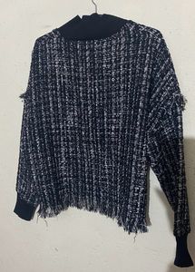 Tweed Fringe Sweater