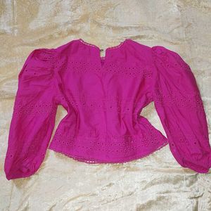 Vibrant Pink Broderie Anglaise Blouse