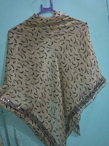 Beige &amp; Black Patterned Shawl