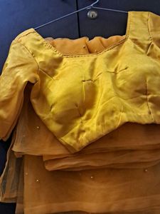 Elegant Yellow Saree &amp; Blouse Set