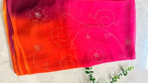 Stunning Pink Embellished Saree