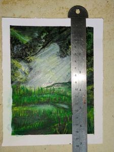 Handmade landscape painting with acrylic colours