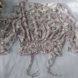Floral Print V-Neck Crop Top
