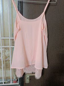 Chic Pink Cami Top with Lace Trim