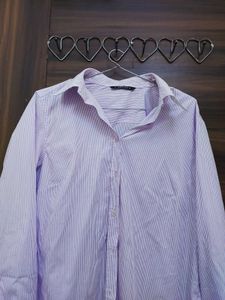 purple striped shirt
