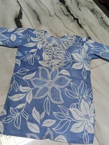 Blue Floral Print Kurta