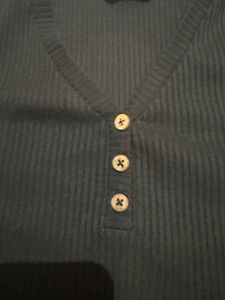 ZUDIO Ribbed Henley Neck T-Shirt (XS)