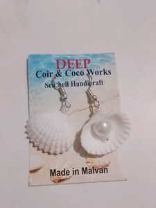 Pearl Necklace &amp; Seashell Earrings Set