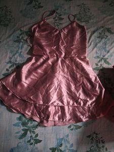 Elegant Pink Satin Party Dress fit upto 34-36