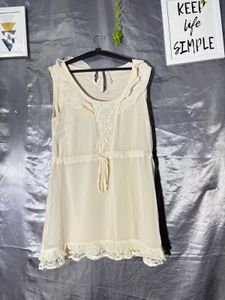 Cream Lace Trimmed Summer Dress