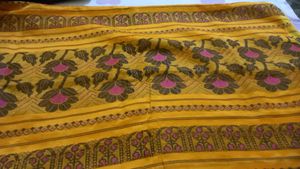 Golden Silk Saree with Motifs