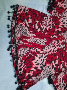 Stylish Animal Print Blouse with Lace