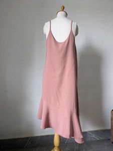 Chic Pink Slip Dress with Ruffle Hem