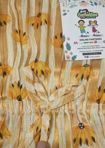 Cute Yellow Floral Print Kaftan Set