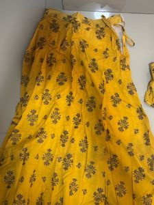 Yellow Printed Lehenga Choli Set
