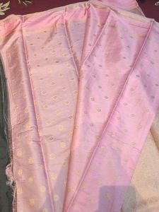 Dark Green &amp; Light Pink Gajii Saree