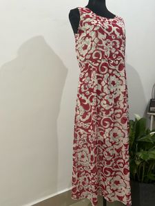Red Floral Sleeveless Maxi Dress