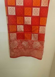 Elegant Red Patterned Saree with Blouse