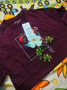 Shein Drop Shoulder Floral Print Boxy Fit Crew Top
