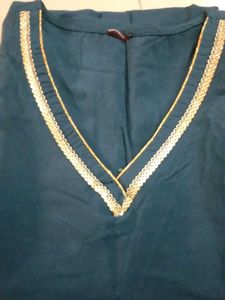 Teal Kurta with Gold Trim