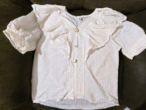 Charming Eyelet Ruffle Blouse