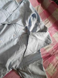 Light Blue Collared Button-Up Top