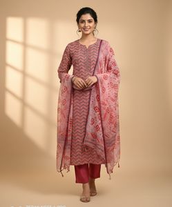 Red Branded Printed Kurta Set