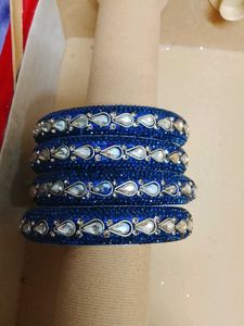 Sparkling Blue Kundan Bangles
