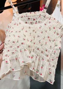 Floral Smocked Crop Top