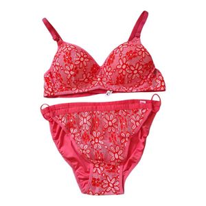 Pink Floral Lace Bra & Panty Set