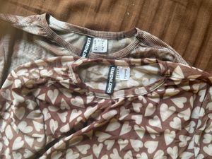 Pair of Mesh Print Long Sleeve Top