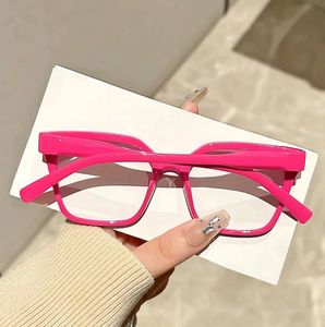 Trendy Pink Square Frame Glasses