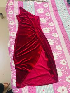 Elegant Red Velvet Dress