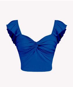 Blue Twist Front Crop Top