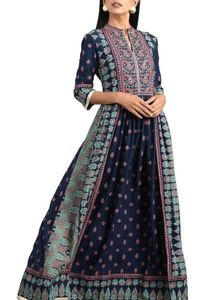 Navy Blue Printed Kurta Dreas