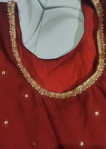 Embellished Maroon frock kurti with gift (pant )