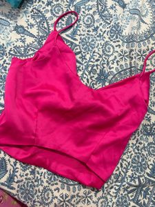 Vibrant Pink Satin Cami Top